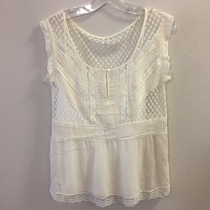 Ann Taylor Lace Blouse with Camisole in Ivory
